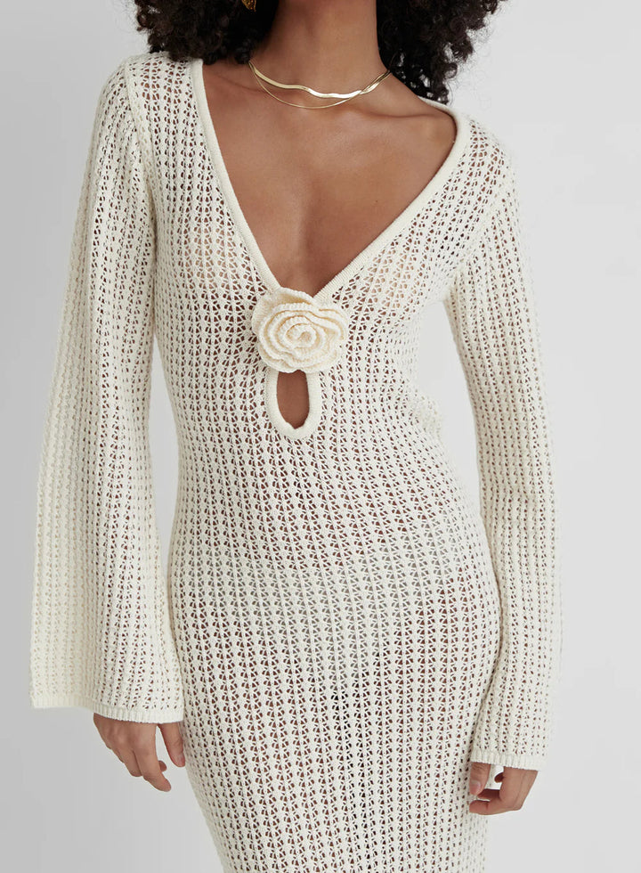 Drune | Rückenfreies Strickkleid Beige
