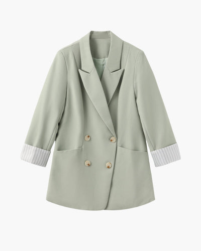 Drune | Olivfarbener Damen Sommerblazer mit Doppelkneifen