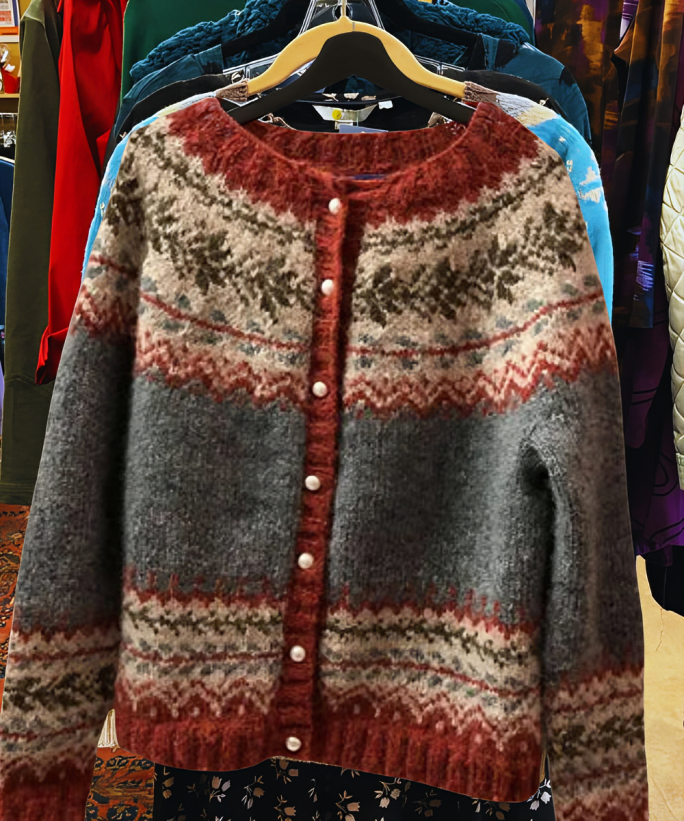 Drune | StrickStrickjacke Wollmischung Nordisches Muster Knopfleiste Bequemer Sitz