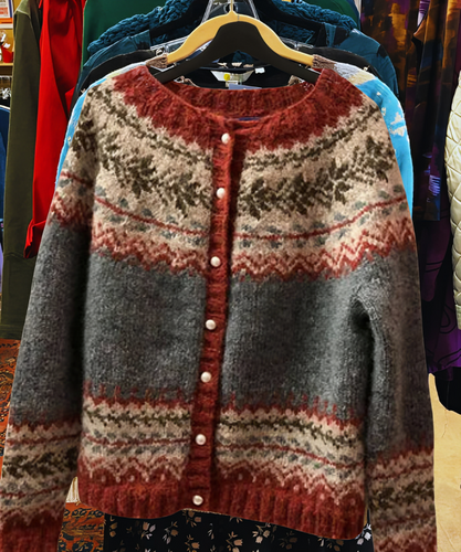 Drune | StrickStrickjacke Wollmischung Nordisches Muster Knopfleiste Bequemer Sitz