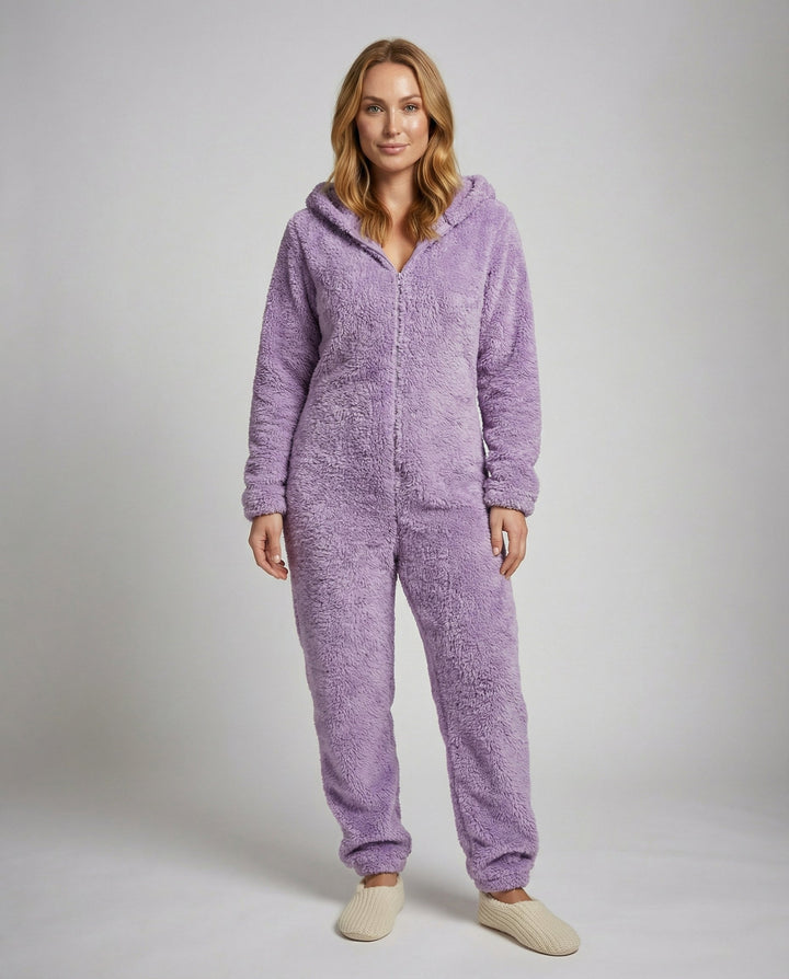 Damen Teddy Fleece Overall Kapuze | Drune