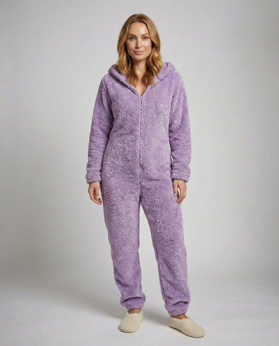 Damen Teddy Fleece Overall Kapuze | Drune