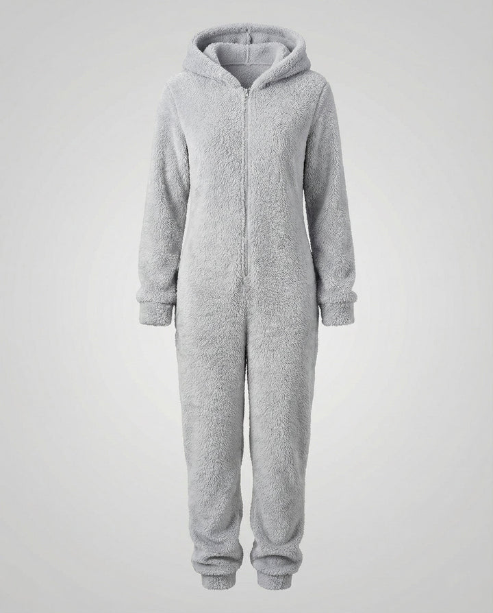 Damen Teddy Fleece Overall Kapuze | Drune