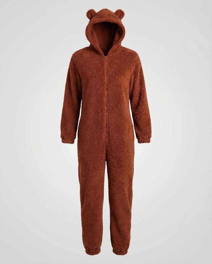 Damen Teddy Fleece Overall Kapuze | Drune