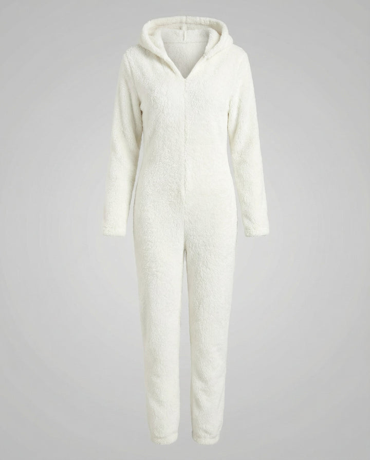Damen Teddy Fleece Overall Kapuze | Drune