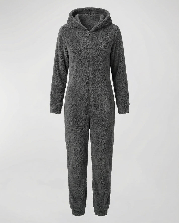 Damen Teddy Fleece Overall Kapuze | Drune