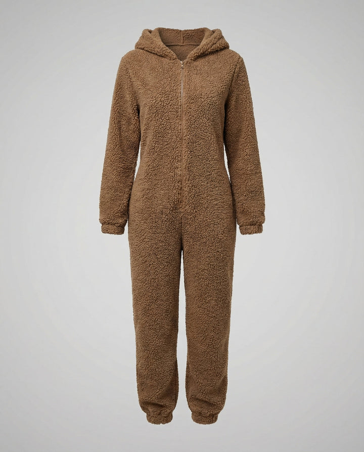 Damen Teddy Fleece Overall Kapuze | Drune