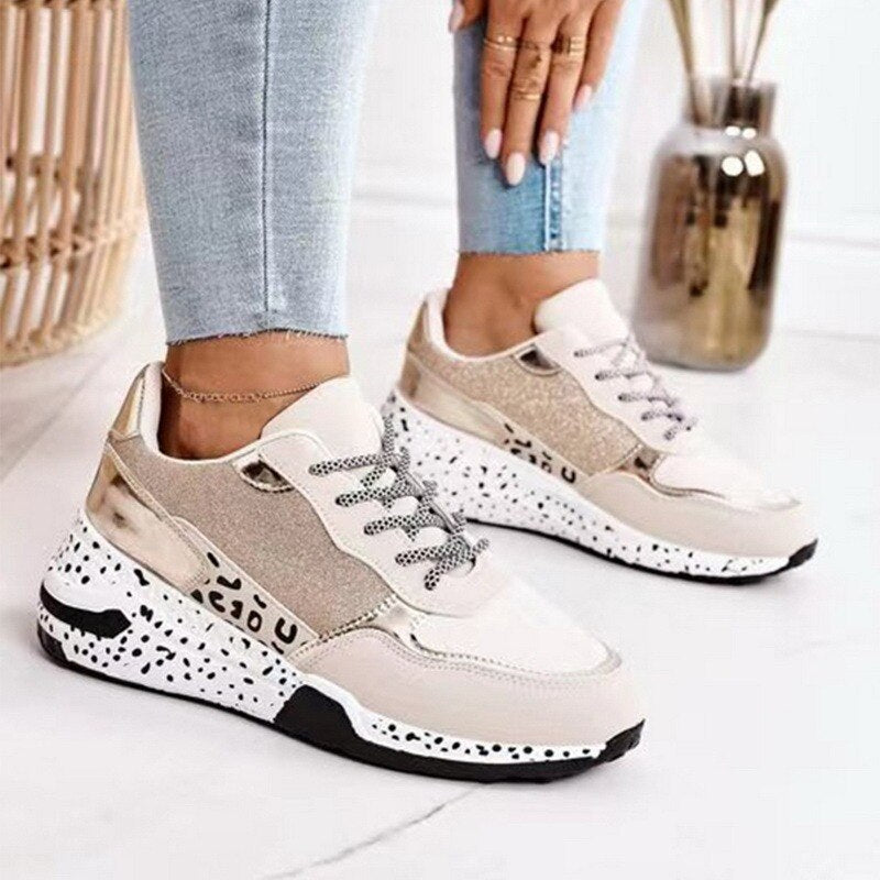 Drune | Sneakers Bequeme Plattformsohle Schnürung Trendige Metallic Details