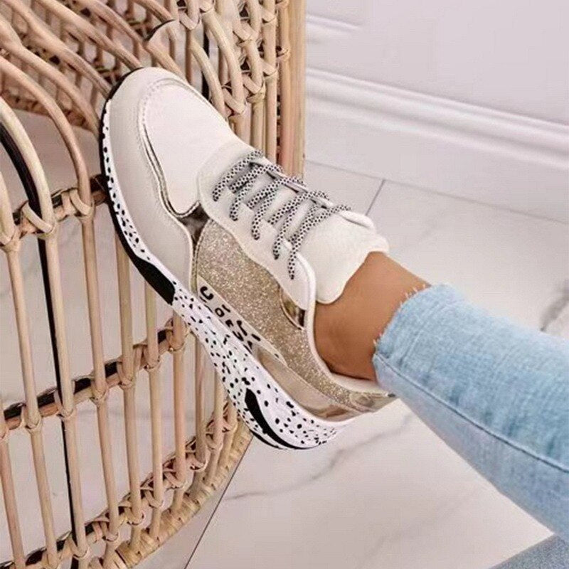 Drune | Sneakers Bequeme Plattformsohle Schnürung Trendige Metallic Details