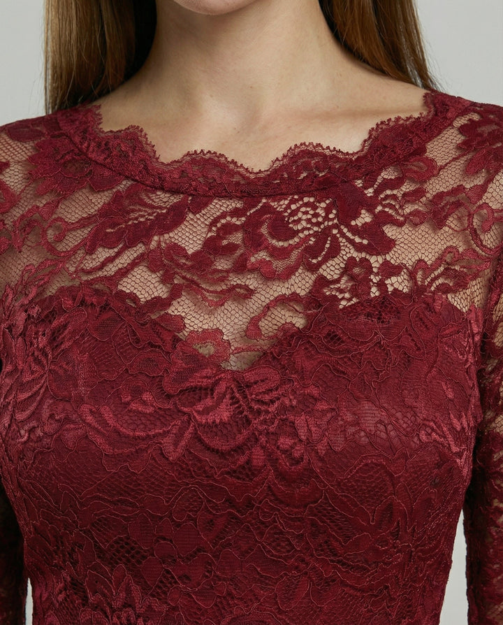 Elegantes Spitzen Brautjungfernkleid | Drune