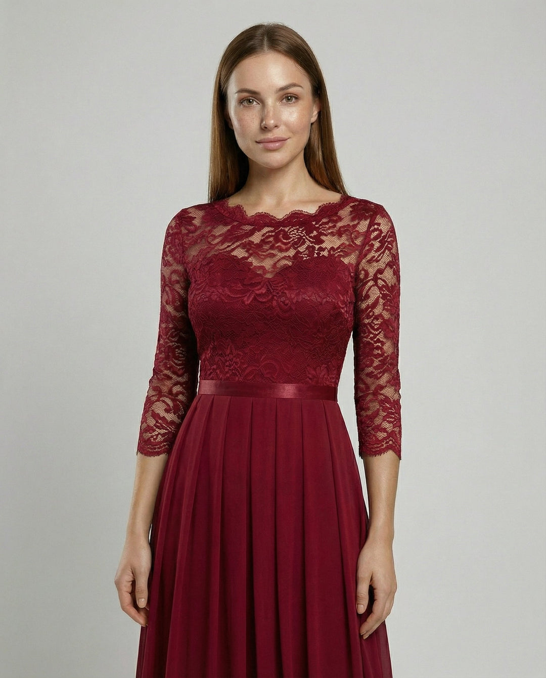 Elegantes Spitzen Brautjungfernkleid | Drune