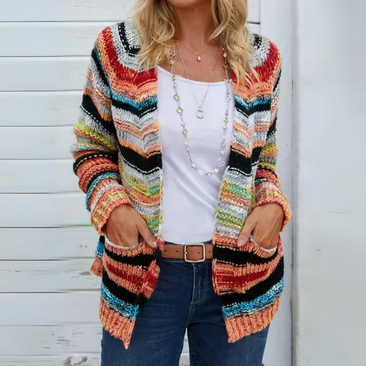 Drune | Cardigan Chic In Regenbogenstreifen