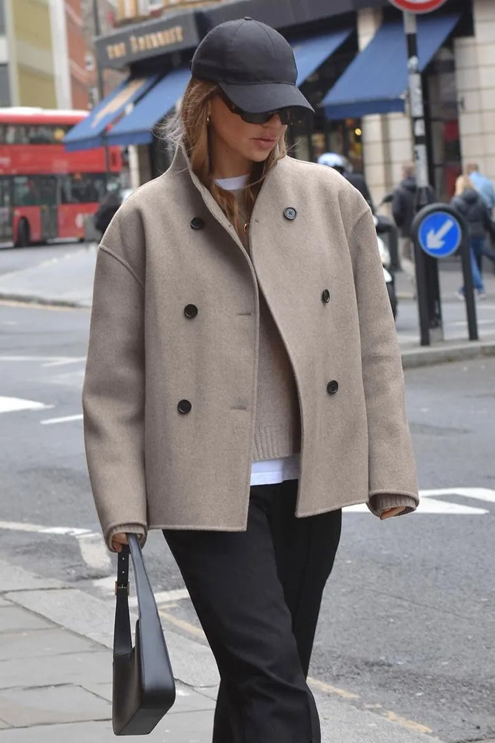 Drune | Solid Braun Langarm Knopfjacke