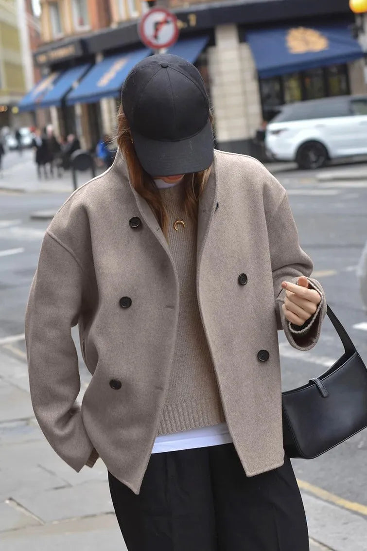 Drune | Solid Braun Langarm Knopfjacke