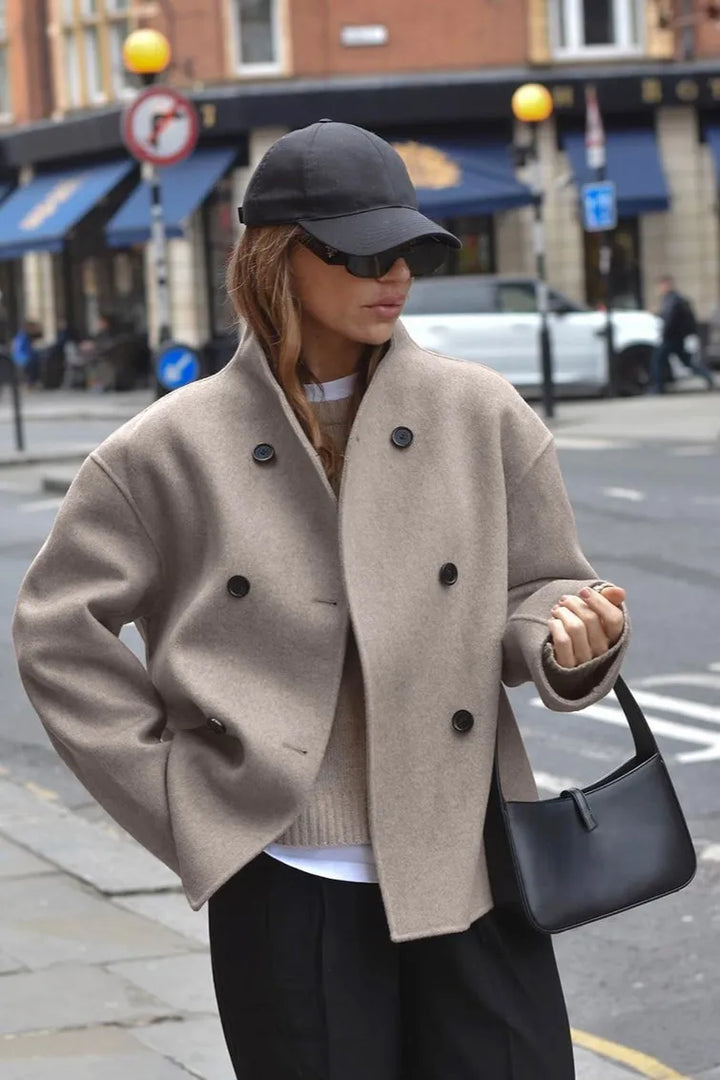 Drune | Solid Braun Langarm Knopfjacke