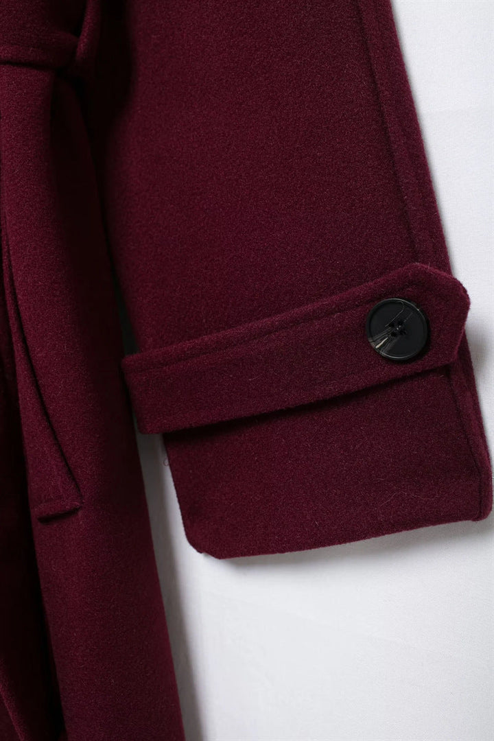Drune | Damen Lange Winterjacke mit Gürtel und Doppelter Knopfverschlus