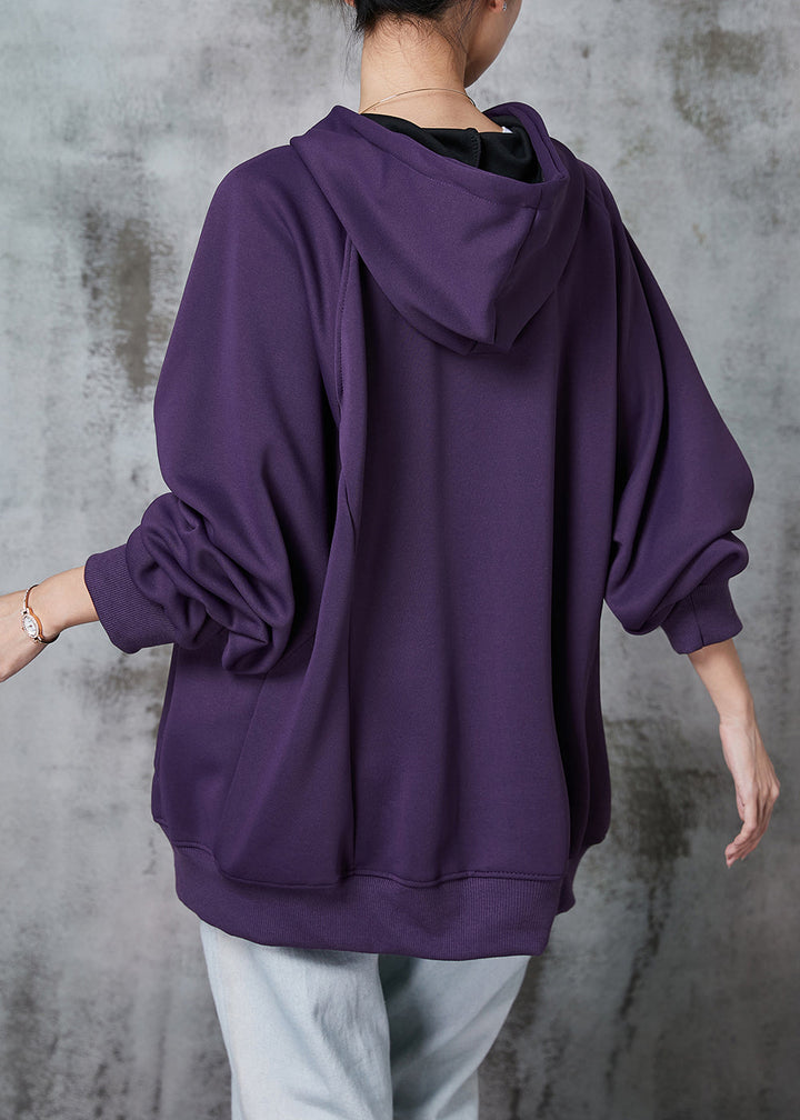 Drune | Matte lila Kapuzenjacken mit Taschen aus Baumwoll-Sweatshirt