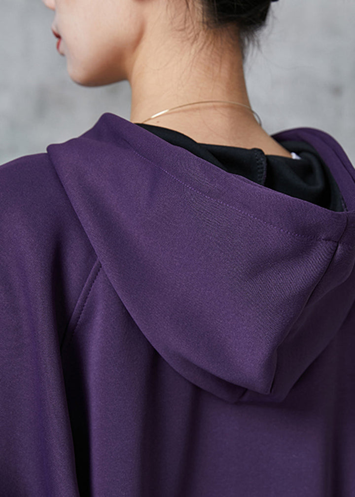 Drune | Matte lila Kapuzenjacken mit Taschen aus Baumwoll-Sweatshirt