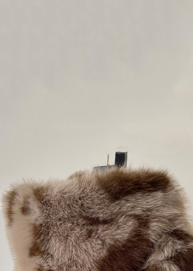 Drune | Kapuzen Farbblock Knopf Taschen Flauschige Fell Flauschige Mäntel Lange Ärmel