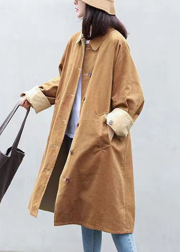 Drune | Khaki Knopf Taschen Patchwork Corduroy Mäntel