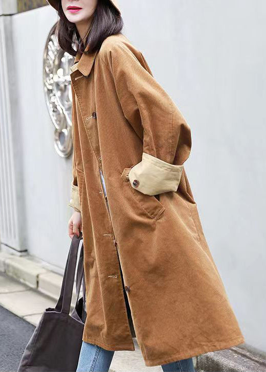 Drune | Khaki Knopf Taschen Patchwork Corduroy Mäntel