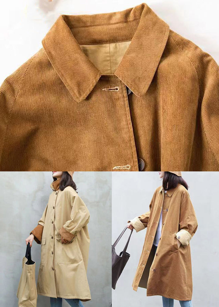 Drune | Khaki Knopf Taschen Patchwork Corduroy Mäntel