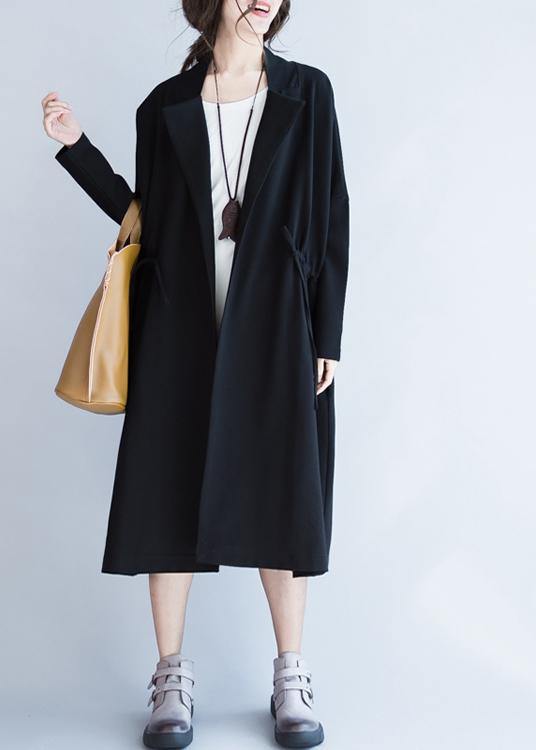 Drune | Notched Zugverschluss Mode Mäntel Damen Blusen schwarze lockere Oberbekleidung