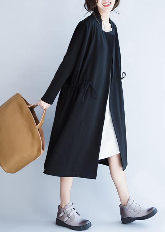Drune | Notched Zugverschluss Mode Mäntel Damen Blusen schwarze lockere Oberbekleidung
