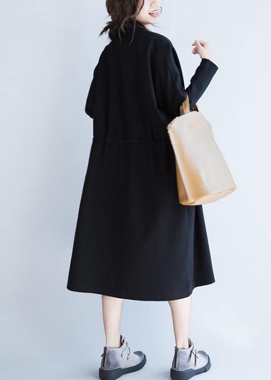 Drune | Notched Zugverschluss Mode Mäntel Damen Blusen schwarze lockere Oberbekleidung