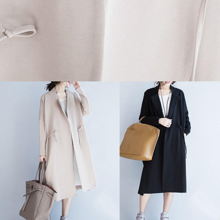 Drune | Notched Zugverschluss Mode Mäntel Damen Blusen schwarze lockere Oberbekleidung