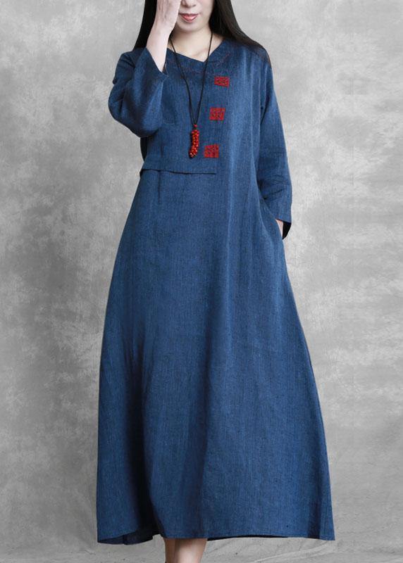 Drune | blauer feiner Boxmantel Stoffe O-Ausschnitt Krawatte Taille Jacken