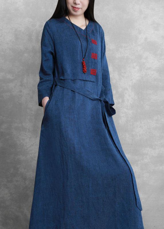 Drune | blauer feiner Boxmantel Stoffe O-Ausschnitt Krawatte Taille Jacken