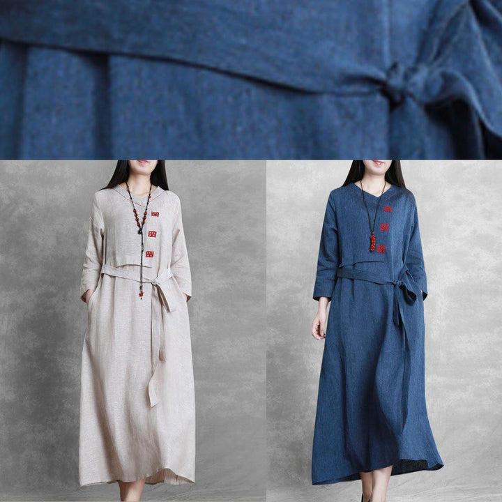 Drune | blauer feiner Boxmantel Stoffe O-Ausschnitt Krawatte Taille Jacken