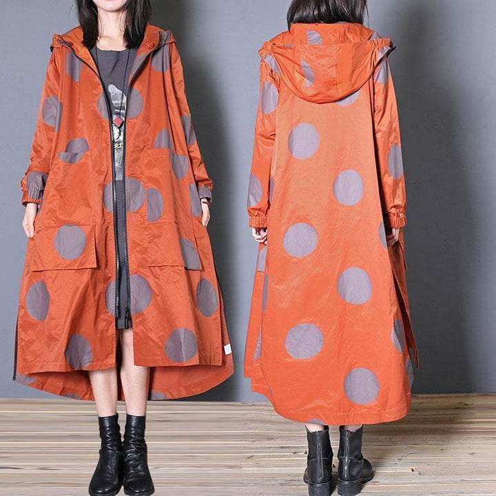 Drune | Kapuzen-zipper Feine Kleidung rot gepunktete Kleider Mäntel