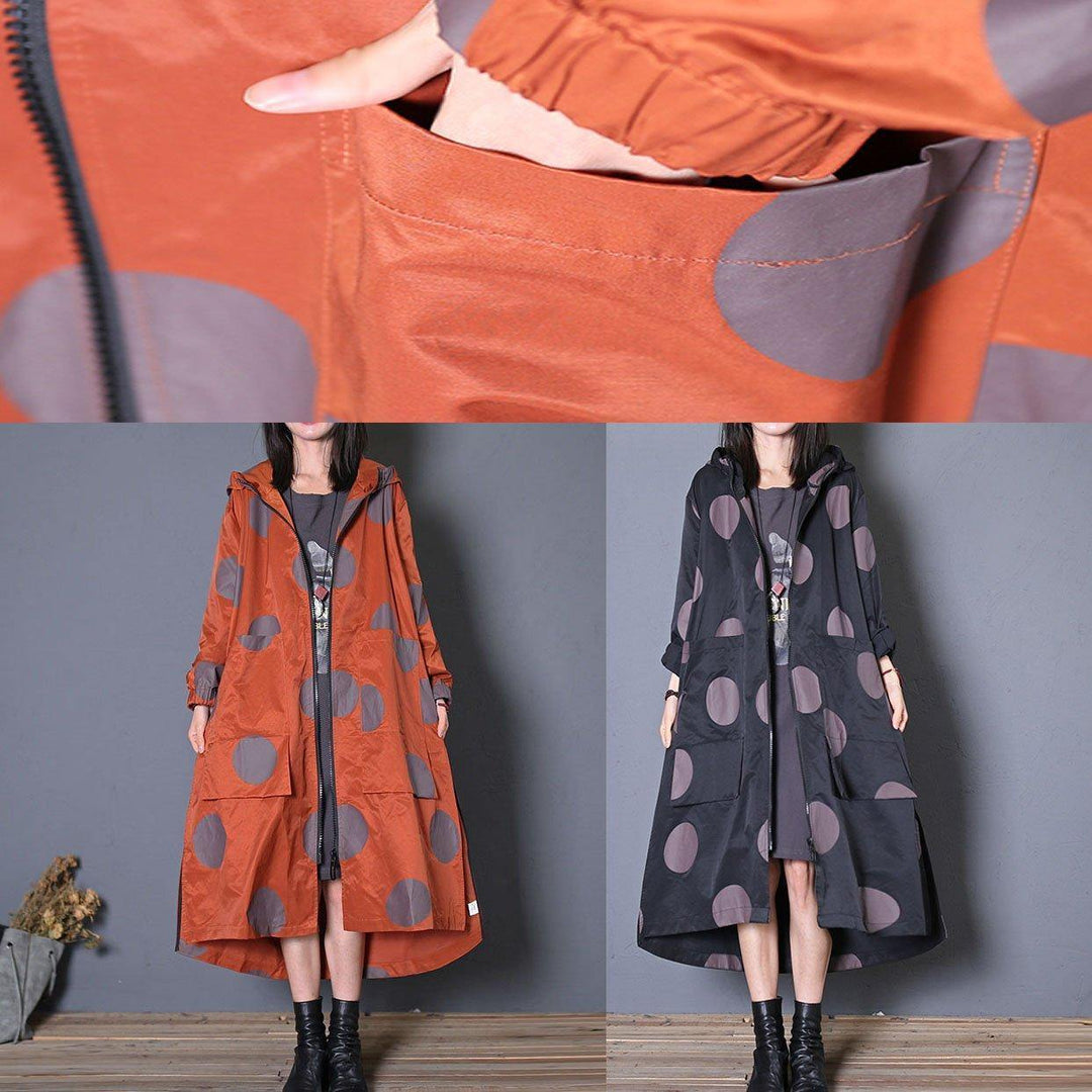 Drune | Kapuzen-zipper Feine Kleidung rot gepunktete Kleider Mäntel