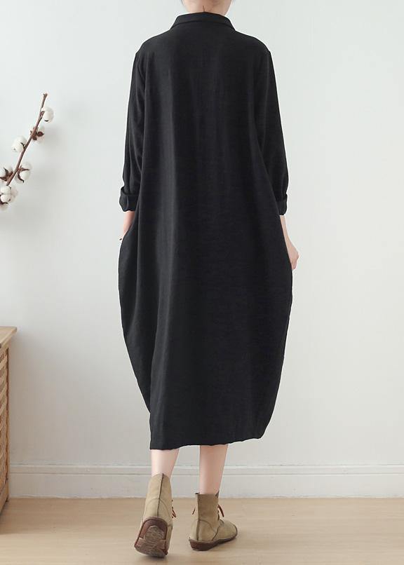 Drune | Revers-Taschen Plus-Size-Kleidung für Frauen schwarze Knie Frauenmäntel