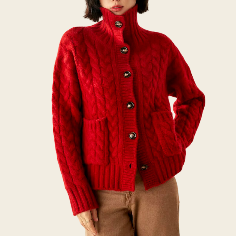Drune | Rollkragen-Strickjacke für Damen