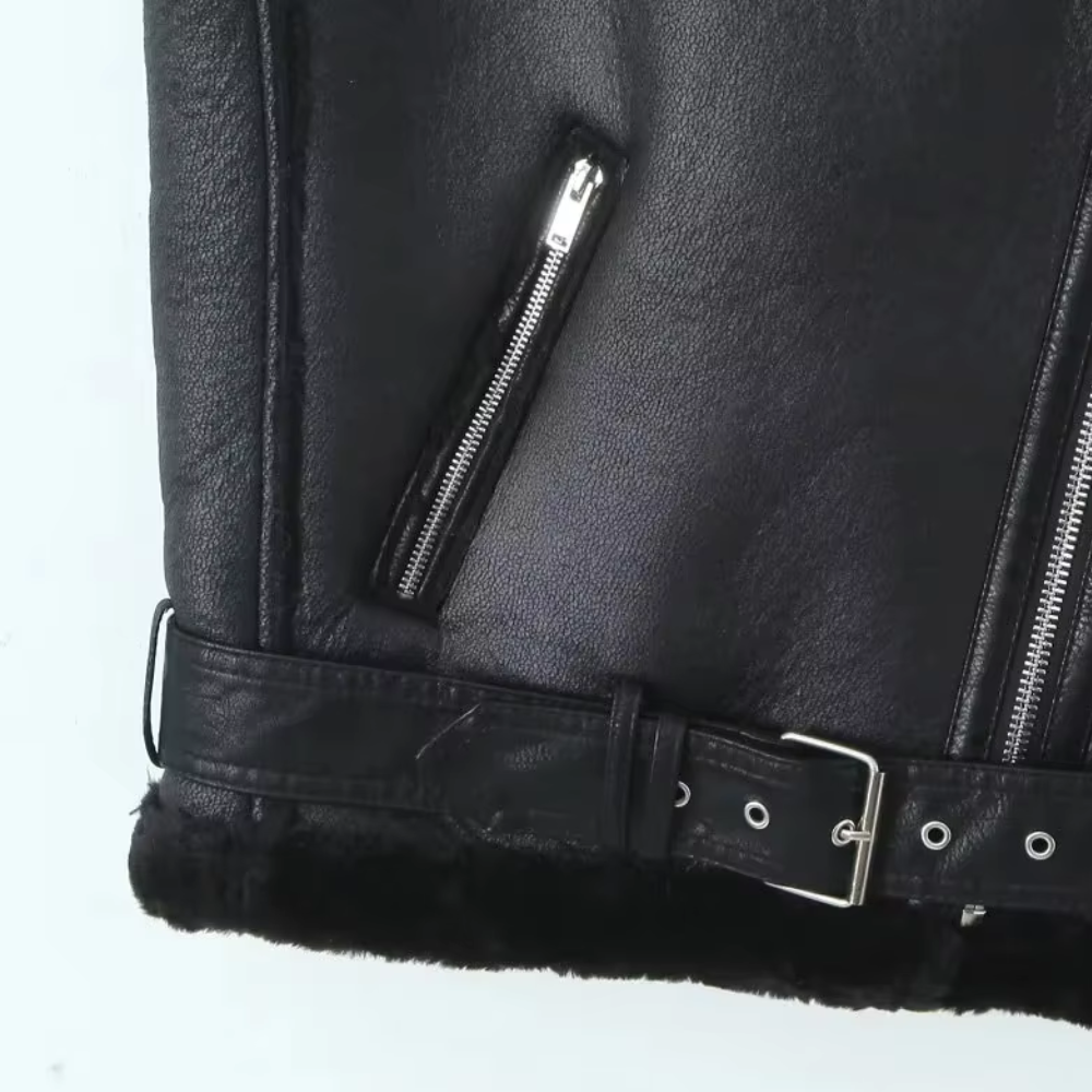 Drune | Weste Damen aus Kunstleder mit Faux Shearling Futter