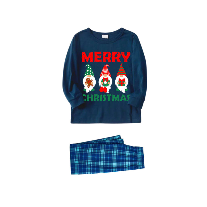 Drune | Weihnachts-Elf-Muster Blau Langarmshirt mit blauen Karomuster Familienpassenden Pyjamas