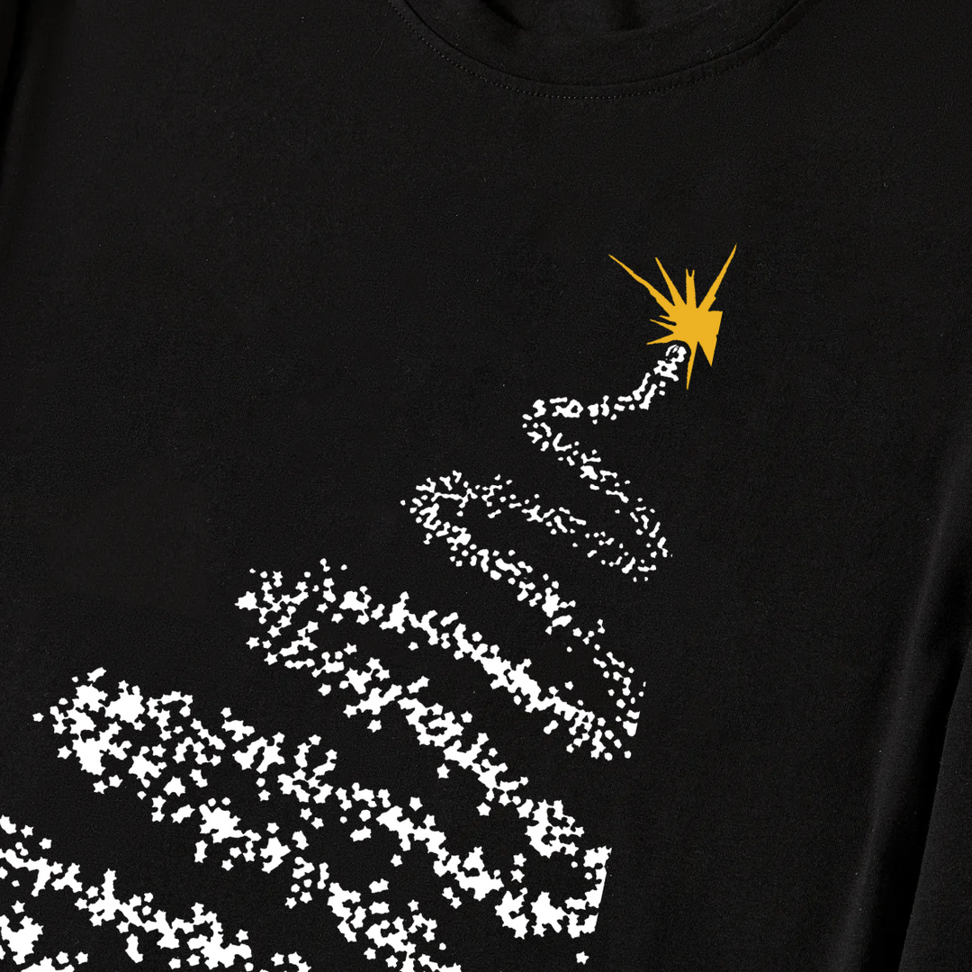 Drune | Weihnachtsmann und Weihnachtsbaum Druck Schwarzes Langarmoberteil mit Grün und Schwarz Karierter Familie passende Pyjamas