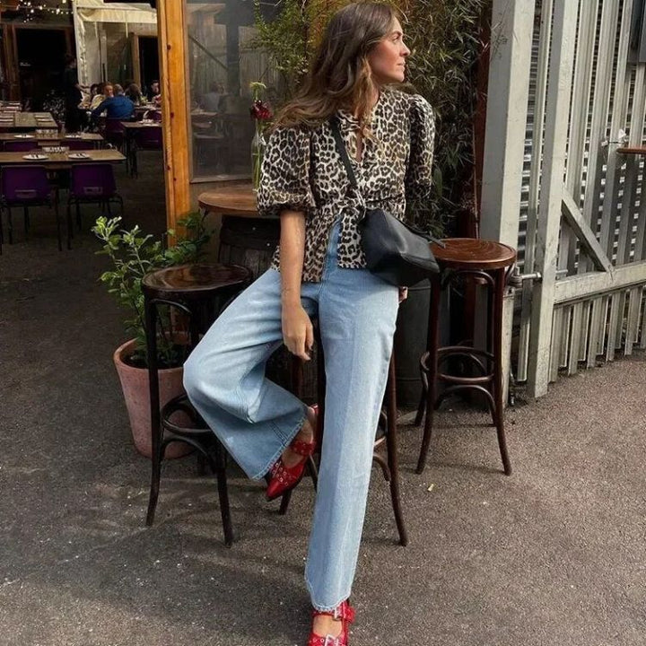 Drune | Bluse Mit Leopardenmuster Und Schleife