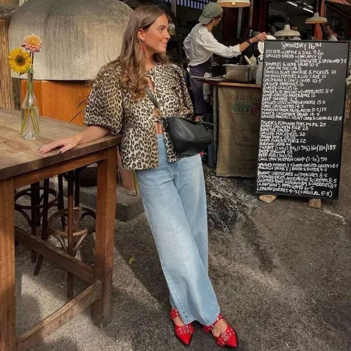 Drune | Bluse Mit Leopardenmuster Und Schleife