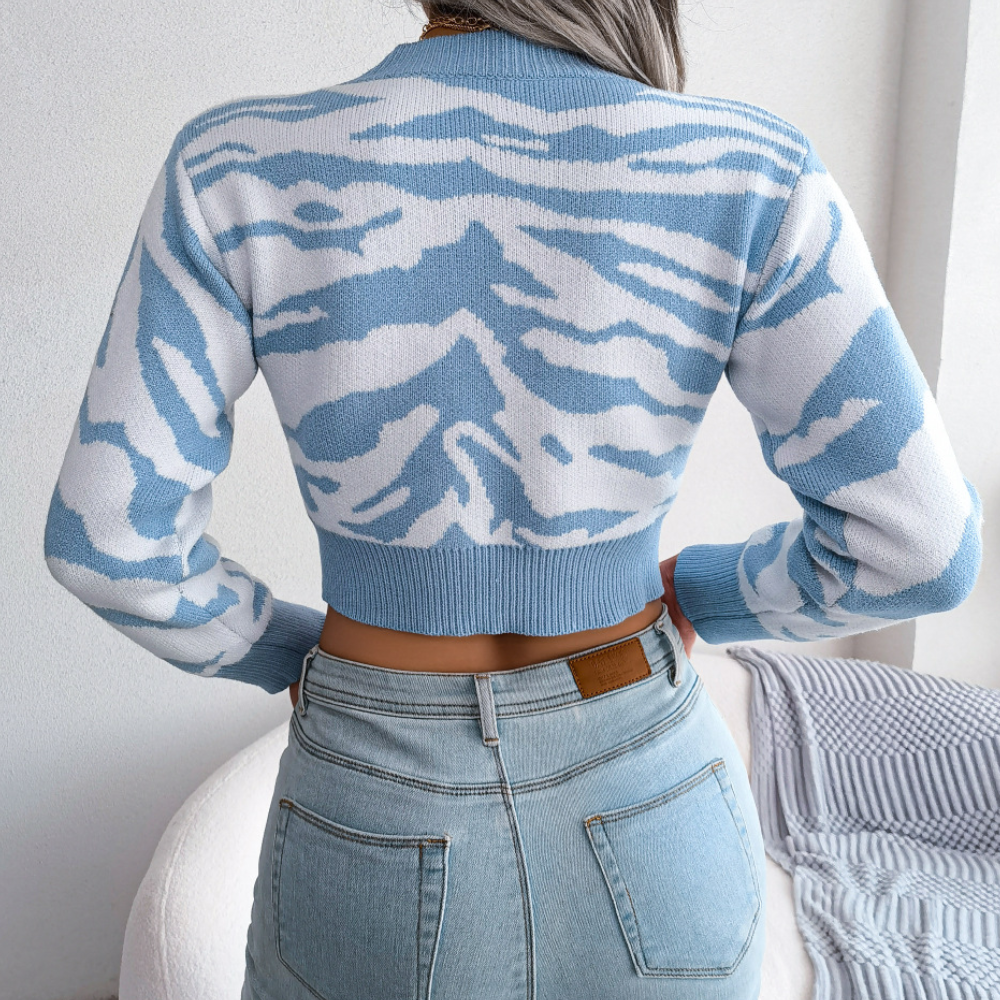 Drune | Cropped Sweater mit Zebra-muster Strick Trendy und Komfortabel