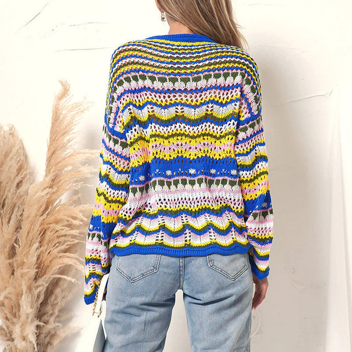 Drune | Bunte Strickjacke mit Muster Acryl Trendy und Bequem