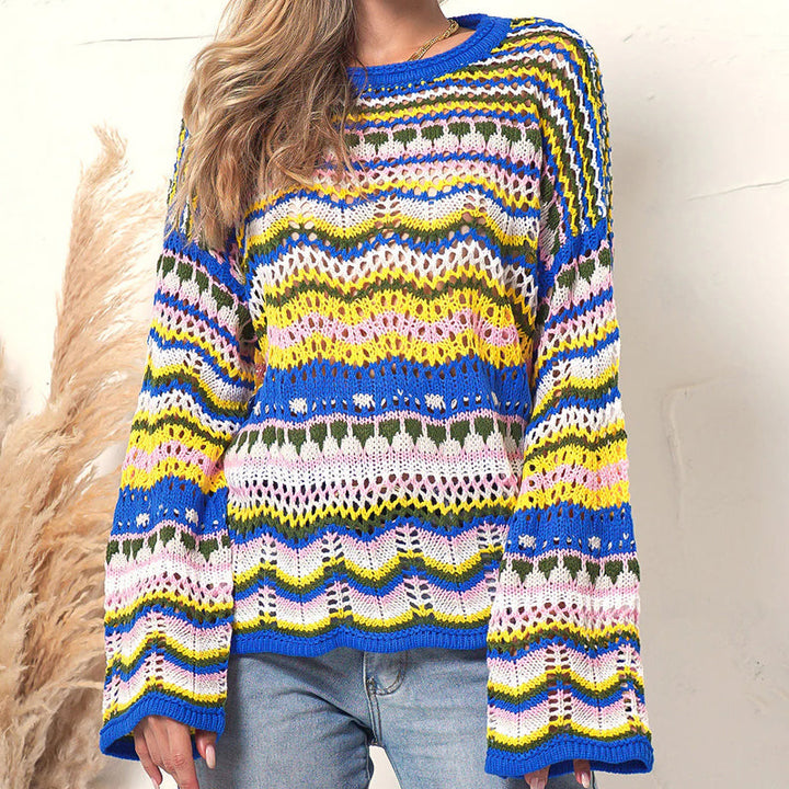 Drune | Bunte Strickjacke mit Muster Acryl Trendy und Bequem