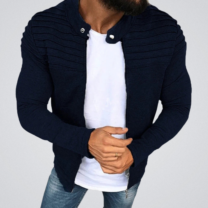 Drune | Slim Fit Herren-Strickjacke mit Faltendetail