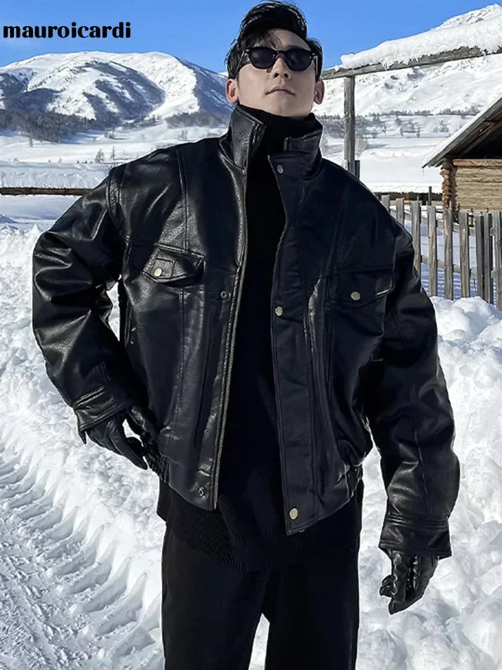 Drune | Zeitloser Herren-Ledermantel im Oversized-Fit für den Alltag