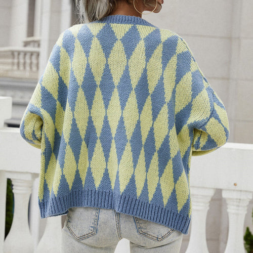 Drune | Cardigan mit Harlekin-muster Rundhals Lässig und Trendy