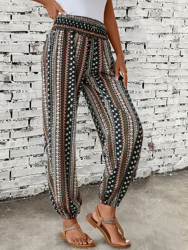 Boho Hose Damen Sommerhose mit Print
