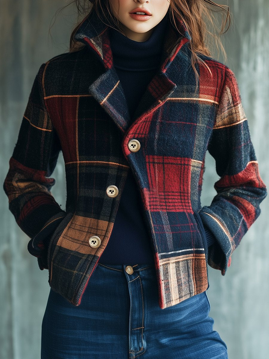 Drune | Jacke für Frauen, taillierte Passform, Karomuster - Herbst/Winter